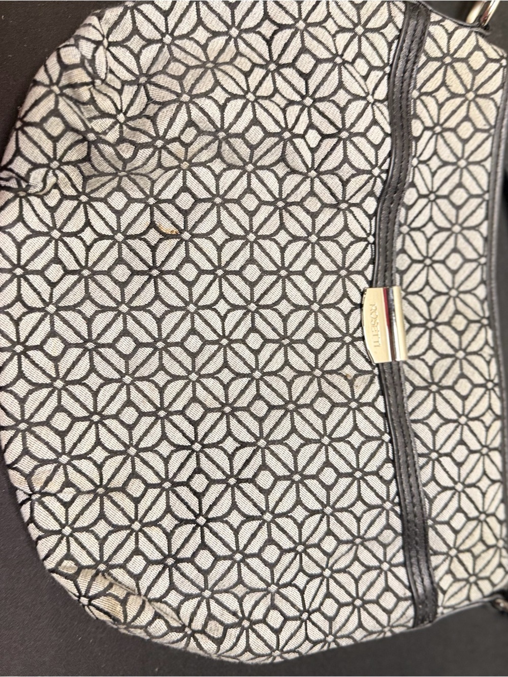 Liz Claiborne Black and Cream Geometric Shoulder Bag